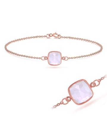 Rose Quartz Square Shape Bracelet BRS-234-RO-GP